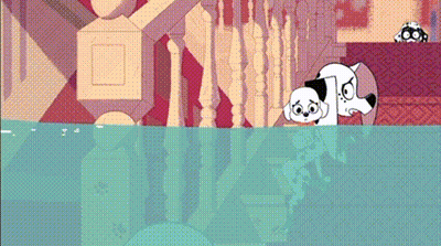 Dalmatian And Puppy In Water GIF