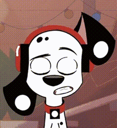 Dalmatian Cartoon Wearing Headphones And Collar GIF