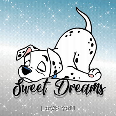 Dalmatian Dog Laying Down With The Words Sweet Dreams Love You GIF