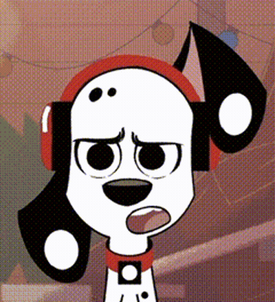 Dalmatian Dog Wearing Headphones And Collar GIF
