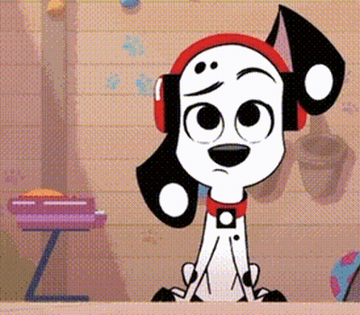 Dalmatian Dog Wearing Headphones And Red Collar GIF