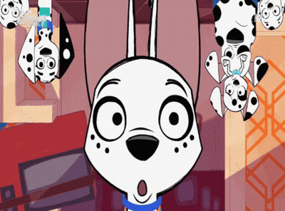 Dalmatian Hanging Upside Down With Disney Logo GIF