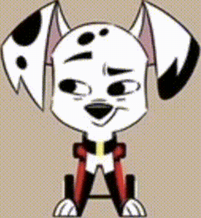 Dalmatian In Red And Black Outfit With Letter A GIF