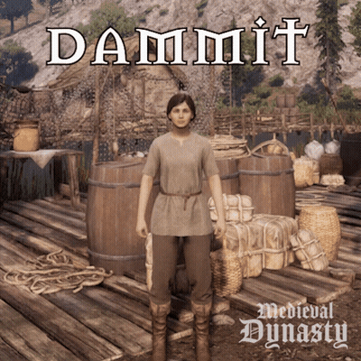 Dammit Video Game Man Standing Next To Barrels GIF