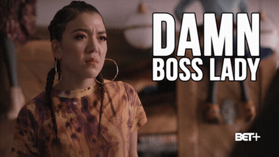 Damn Boss Lady Poster Woman With Braids And Hoop Earrings GIF
