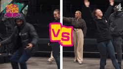 Dance Off Between Male And Female Dancers GIF