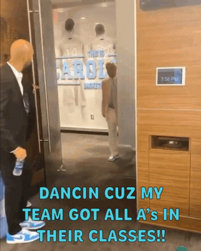 Dancin Cuz My Team Got All A 'S In Their Classes Written In Blue GIF