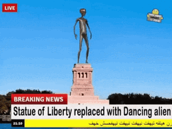 Dancing Alien Replaced Statue Of Liberty GIF