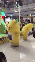 Dancing Banana Mascots At The Mall GIF