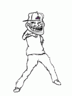Dancing Cartoon With Troll Meme Face GIF