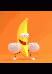 Dancing Cheerleader Banana With Pompoms GIF
