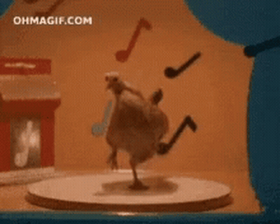 Dancing Chicken In Front Of Ohmagif Sign GIF