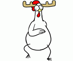 Dancing Chicken With Reindeer Antlers GIF