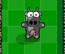 Dancing Cow With Green Checkered Background