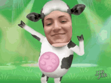 Dancing Cow With Human Face And Spotlights GIF