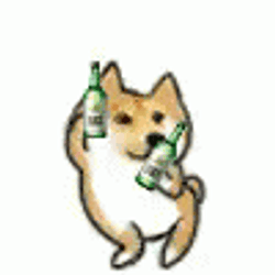 Dancing Doge Holding A Bottle GIF
