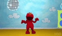 Dancing Elmo In Disco With Fish GIF