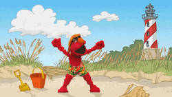 Dancing Elmo In The Beach GIF
