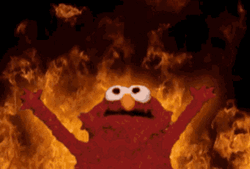 Dancing Elmo In The Fire GIF