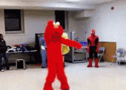 Dancing Elmo With Other Anime Character GIF