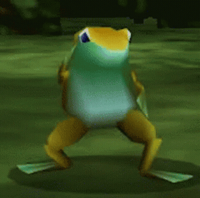 Dancing Frog With Yellow Legs And Blue Eye GIF