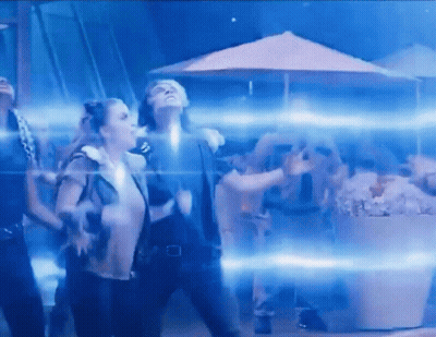 Dancing In Dark Room With Blue Lights GIF