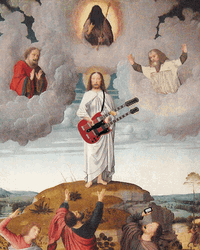 Dancing Jesus Playing Guitar Rock Heaven GIF