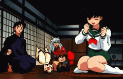 Dancing Kagome And Kirara GIF