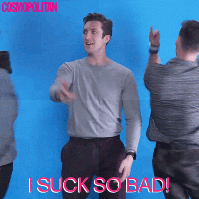 Dancing Man By Blue Wall Saying I Suck So Bad GIF