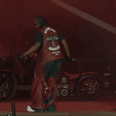 Dancing Man In Red Leather Vest And Sunglasses GIF