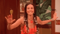 Dancing Monica Geller Jamaica Hair GIF