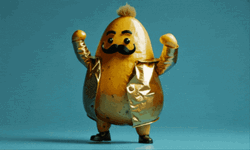Dancing Potato Gold Suit GIF