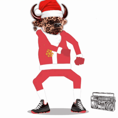 Dancing Santa Bull With Boombox Saying Ho Ho GIF