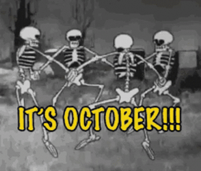 Dancing Skeleton Hello Happy October GIF