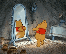 Dancing Winnie The Pooh In Front Of The Mirror GIF