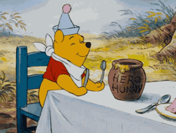 Dancing Winnie The Pooh Waiting For Her Food GIF