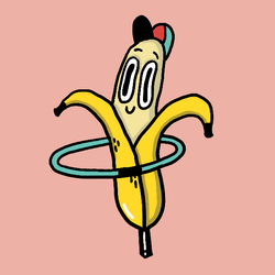 Dancing With Hula Hoop Peeled Banana  GIF