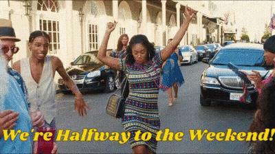 Dancing Woman Street We're Halfway To The Weekend GIF