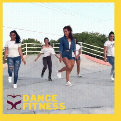 Dancing Women Yellow Background Dance Fitness GIF