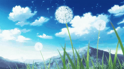 Dandelion Blowing In Wind With Mountains GIF