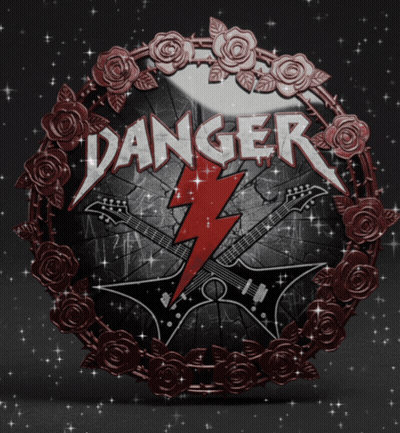 Danger Logo With Lightning Bolt And Guitars GIF