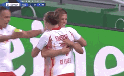 Dani Olmo Hugging Teammates GIF