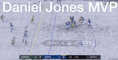 Daniel Jones MVP Written On Football Field GIF