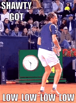 Daniil Medvedev Get Low Holding Tennis Racket GIF