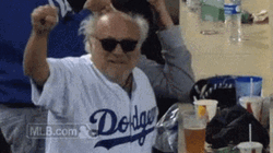 Danny Devito Cheering Dodgers GIF