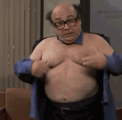 Danny Devito Shimmying Topless GIF