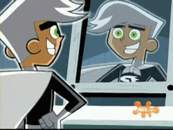Danny Phantom Smiling In The Mirror GIF