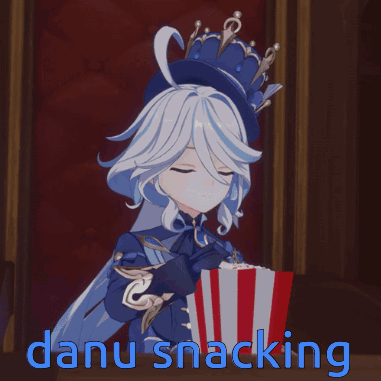 Danu Snacking Is Written On A Picture Of A Girl Holding A Popcorn GIF