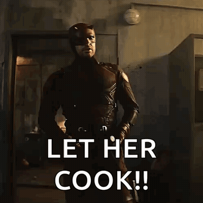 Daredevil Holding Sword Saying Let Her Cook GIF