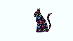 Dark Floral Cat Silhouette GIF